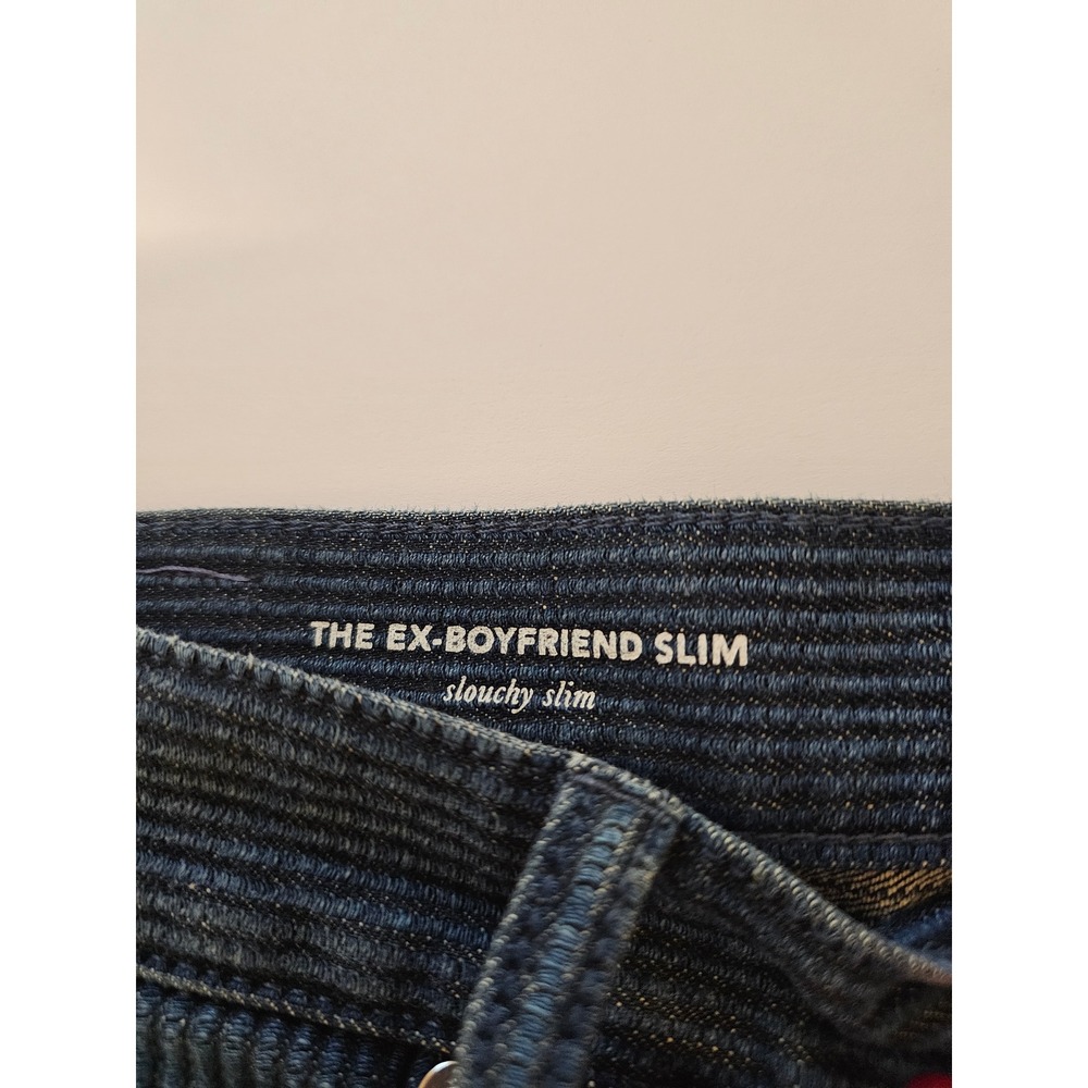 AG Adriano Goldschmied Ex-Boyfriend Slim Jeans Womens 27 Blue Pinstripe NWT - Picture 2 of 9